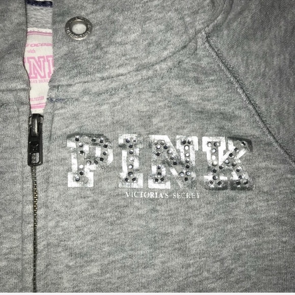 VS PINK Victoria’s Secret Auburn Zip Up Bling Sweatshirt Women’s Size Small - Picture 5 of 6